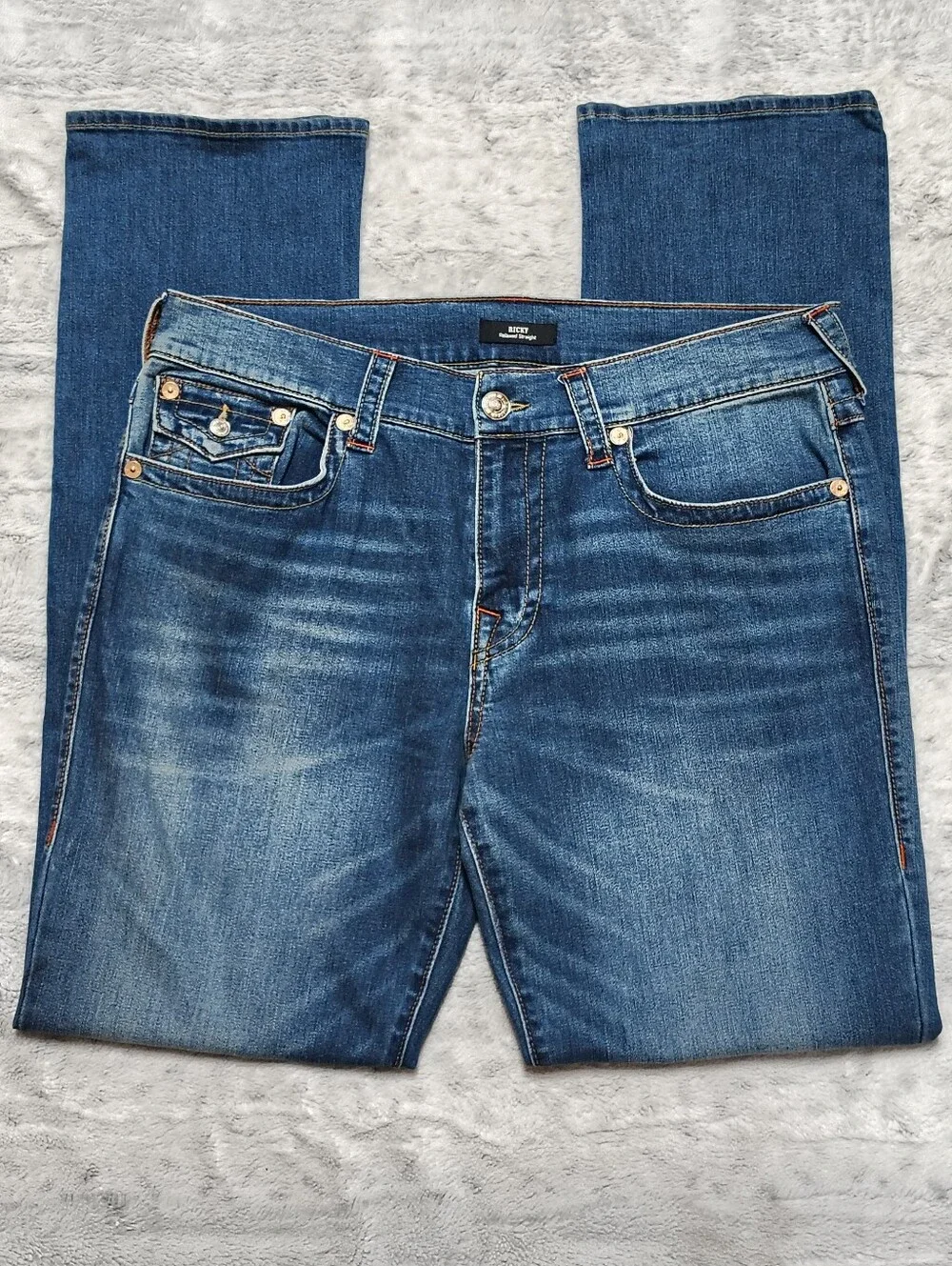 True Religion The Ricky Flap Straight Jean Mens 34 (36